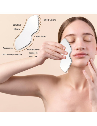 Herramientas Faciales Gua Sha Acero Inoxidable Molain 2 Pcs