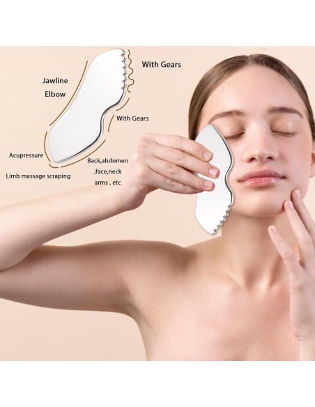 Herramientas Faciales Gua Sha Acero Inoxidable Molain 2 Pcs