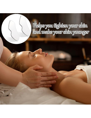 Herramientas Faciales Gua Sha Acero Inoxidable Molain 2 Pcs