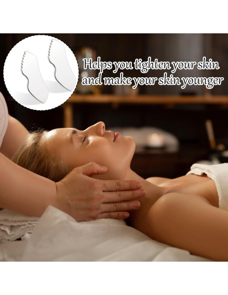 Herramientas Faciales Gua Sha Acero Inoxidable Molain 2 Pcs