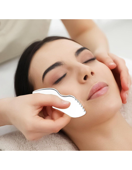 Herramientas Faciales Gua Sha Acero Inoxidable Molain 2 Pcs