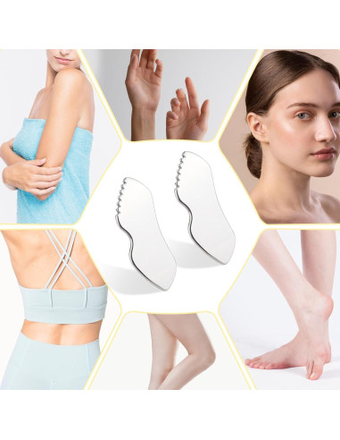 Herramientas Faciales Gua Sha Acero Inoxidable Molain 2 Pcs