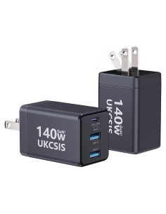 Cargador USB C 140W UKCSIS 2Pack Plegable para Laptop