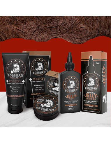 Kit de Barba Bossman Essentials - Acondicionador, Gel y Balsamo
