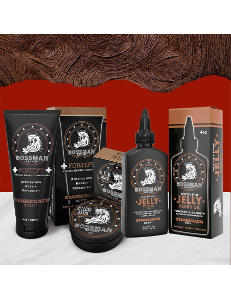 Kit de Barba Bossman Essentials - Acondicionador, Gel y Balsamo