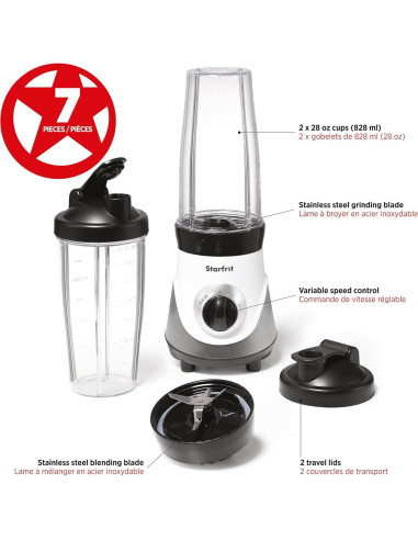 Licuadora Personal Starfrit 300W - 2 Tazas 828ml - 3 Velocidades