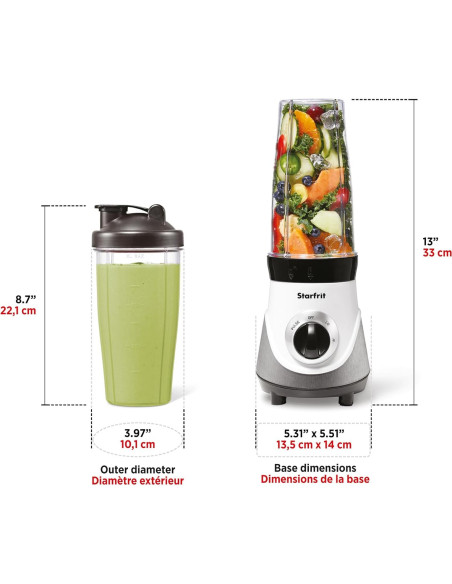 Licuadora Personal Starfrit 300W - 2 Tazas 828ml - 3 Velocidades