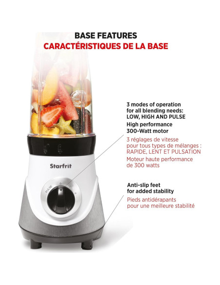 Licuadora Personal Starfrit 300W - 2 Tazas 828ml - 3 Velocidades