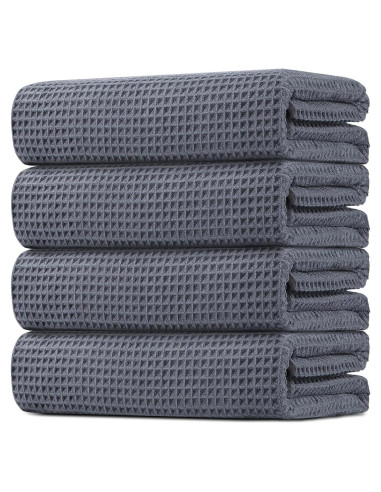 Juego de Toallas de Baño HOMEXCEL 4 Piezas Microfibra Gris 68x137 cm