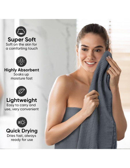 Juego de Toallas de Baño HOMEXCEL 4 Piezas Microfibra Gris 68x137 cm