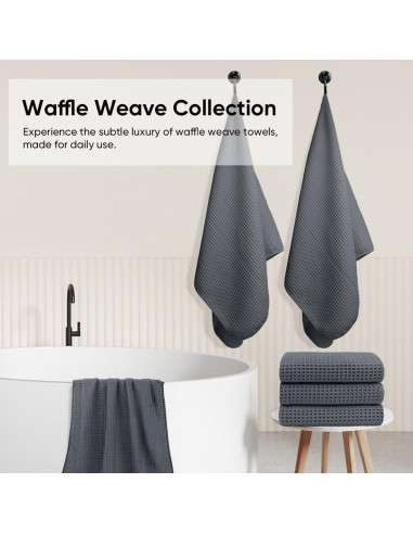 Juego de Toallas de Baño HOMEXCEL 4 Piezas Microfibra Gris 68x137 cm