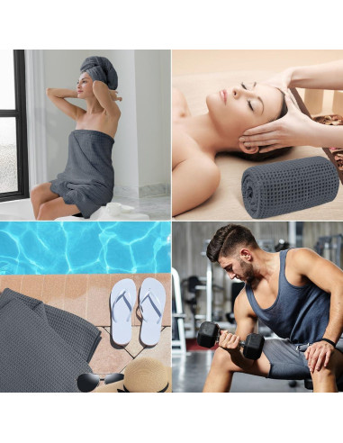 Juego de Toallas de Baño HOMEXCEL 4 Piezas Microfibra Gris 68x137 cm