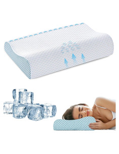 Almohada de Cuello Ergonómica BEDCOOL - Espuma Viscoelástica Azul