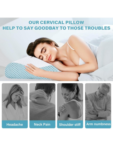 Almohada de Cuello Ergonómica BEDCOOL - Espuma Viscoelástica Azul Almohada de Cuello Ergonómica BEDCOOL - Espuma Viscoelástica Azul
