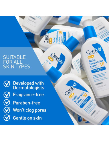 CeraVe Loción Hidratante Facial AM SPF 50 85g - No Graso