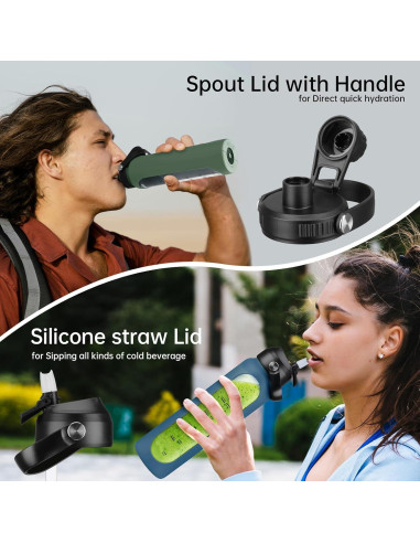 Botella de Agua de Vidrio Sierozur 1 Litro con 2 Tapas