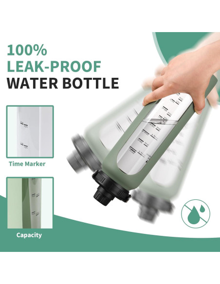 Botella de Agua de Vidrio Sierozur 1 Litro con 2 Tapas