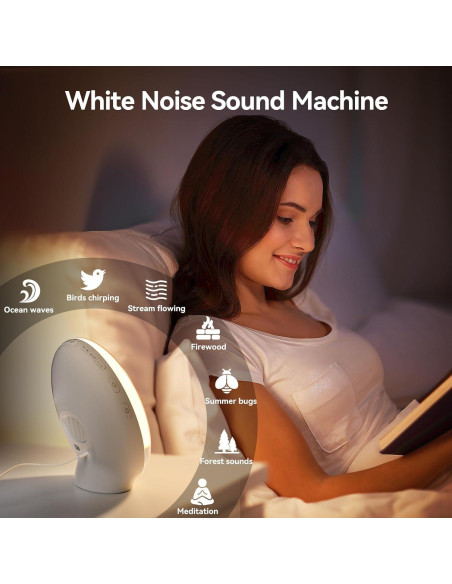 Despertador Luz de Amanecer RICIAL 10,000 Lux con Ruido Blanco