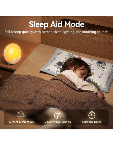 Despertador Luz de Amanecer RICIAL 10,000 Lux con Ruido Blanco