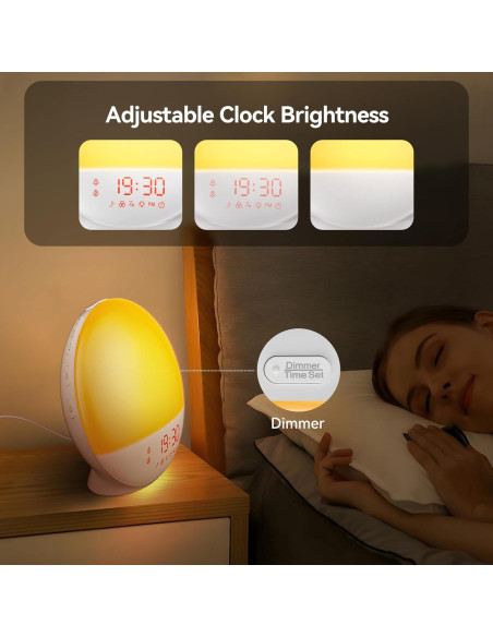 Despertador Luz de Amanecer RICIAL 10,000 Lux con Ruido Blanco