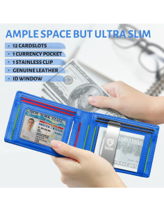 Billetera Bifold RFID GSOIAX de Cuero Carbono para Hombres 2