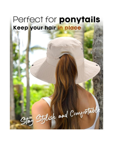 Sombrero de sol FURTALK para mujer UPF 50+ con coleta