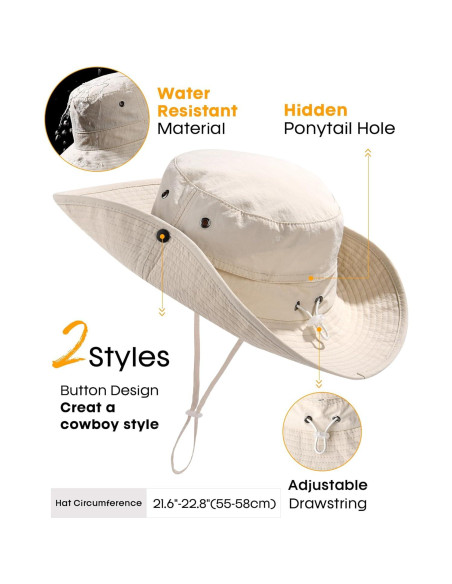 Sombrero de sol FURTALK para mujer UPF 50+ con coleta