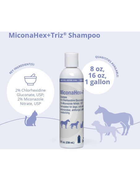 Champú Dechra MiconaHex+Triz 226g para Perros, Gatos y Caballos