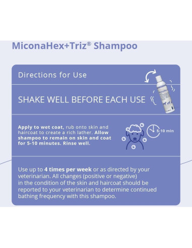 Champú Dechra MiconaHex+Triz 226g para Perros, Gatos y Caballos