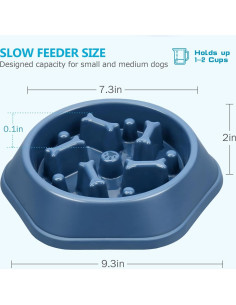 Cuenco Antiahogo para Perros UPSKY 22.86cm Azul Alimentación Lenta 2
