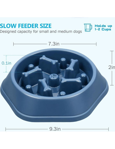 Cuenco Antiahogo para Perros UPSKY 22.86cm Azul Alimentación Lenta