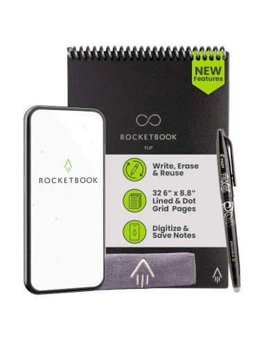 Bloc de Notas Inteligente Rocketbook Flip 15.24x22.35 cm Negro