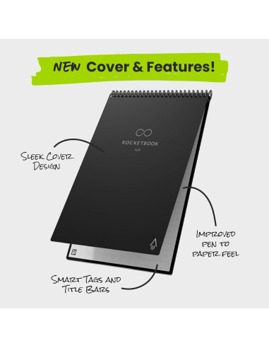 Bloc de Notas Inteligente Rocketbook Flip 15.24x22.35 cm Negro