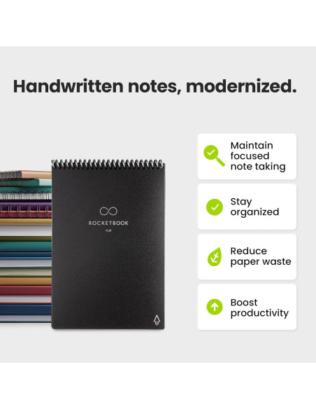 Bloc de Notas Inteligente Rocketbook Flip 15.24x22.35 cm Negro