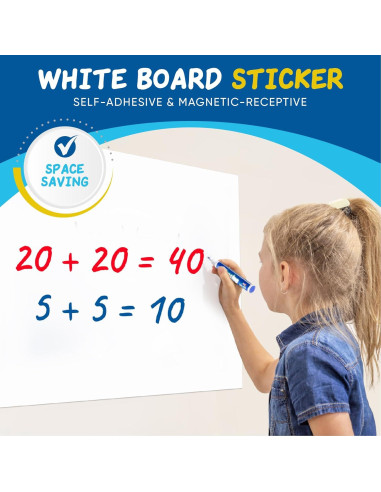 Papel de Pizarra Blanca Magnética YOUNGJQ 99x46 cm Autoadhesivo