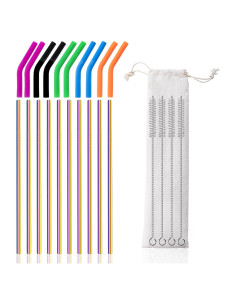 Set de 10 Popotes Metálicos Reutilizables Lazycorner 21.6 cm