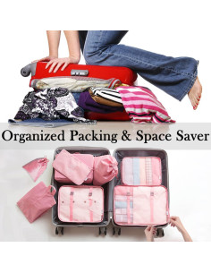 Juego de 8 Cubos Organizadores LOVCY Rosa para Viajes 2