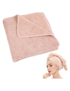 Toalla de Microfibra para Cabello Raíz de Loto Rosa 50x100cm