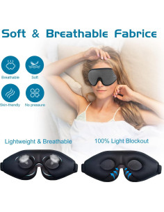 Máscara de Sueño 3D Gris Chicmore para Dormir y Viajar 2