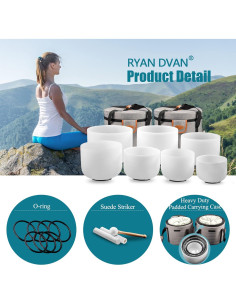 Juego de 7 Cuencos de Canto de Cuarzo RYAN DVAN 440Hz 17-30 cm 2