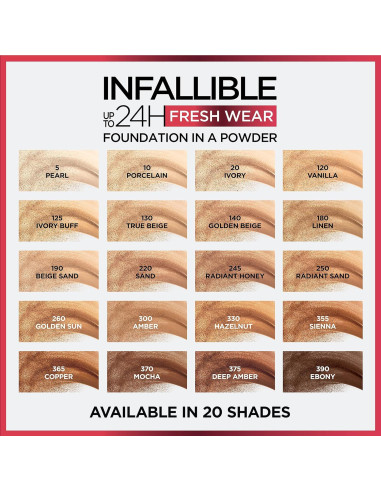 Base en Polvo L'Oreal Paris Infallible 24H Beige Verdadero 8.8 g