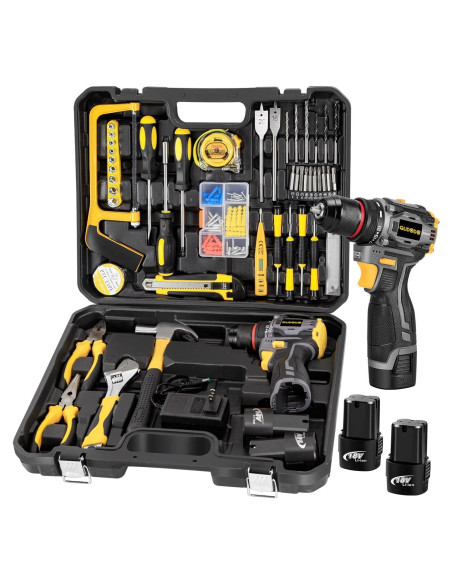 Kit de Taladro Inalámbrico QUDODO 120PCS 18V Sin Escobillas