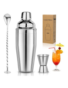 Set de Shaker de Cóctel 750ml Mawisek 3 Piezas Acero Inoxidable