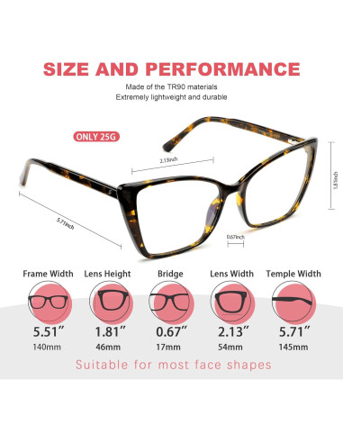 Gafas de Bloqueo Luz Azul JFXQDR RF6204 Mujeres Ojo de Gato