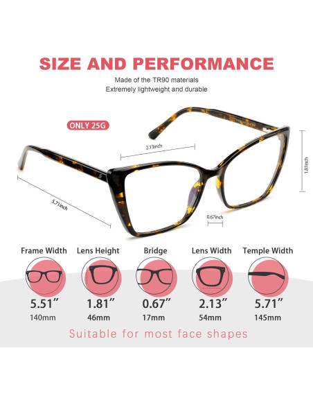 Gafas de Bloqueo Luz Azul JFXQDR RF6204 Mujeres Ojo de Gato