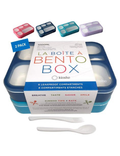 Caja Bento Kinsho Grande 6 Compartimentos Azul Marino