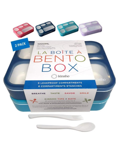 Caja Bento Kinsho Grande 6 Compartimentos Azul Marino