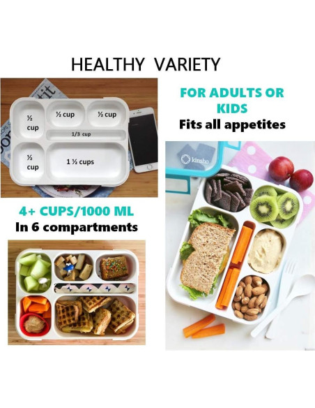 Caja Bento Kinsho Grande 6 Compartimentos Azul Marino