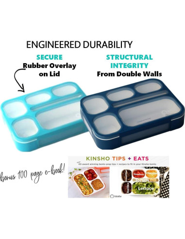 Caja Bento Kinsho Grande 6 Compartimentos Azul Marino
