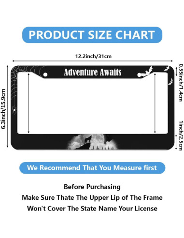 Marco de Placa de Licencia Aluminio LBHGUJGUG 31x16 cm 2 Piezas